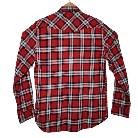 Lucky Brand Western Cut Flannel Shirt Red Relaxed Fit - Women's Medium - Picture 2 of 5